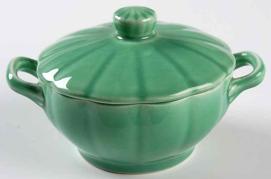 Petalware Light Green Sugar Bowl & Lid by WS George-1