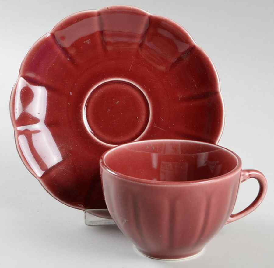 Petalware Maroon Flat Cup & Saucer Set by WS George-1