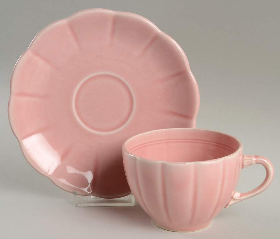 Petalware Pink Flat Cup & Saucer Set by WS George-1