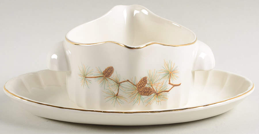 Pine Cone Gravy Boat & Underplate by WS George-1