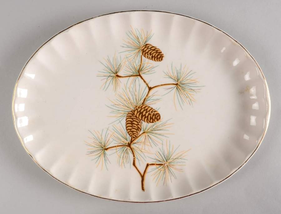 Pine Cone 11" Oval Serving Platter by WS George-1