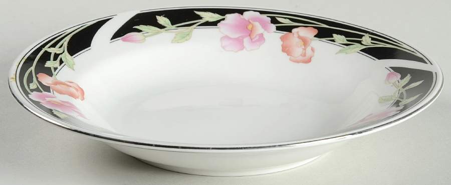Black Satin Rim Soup Bowl by Gibson Designs-1