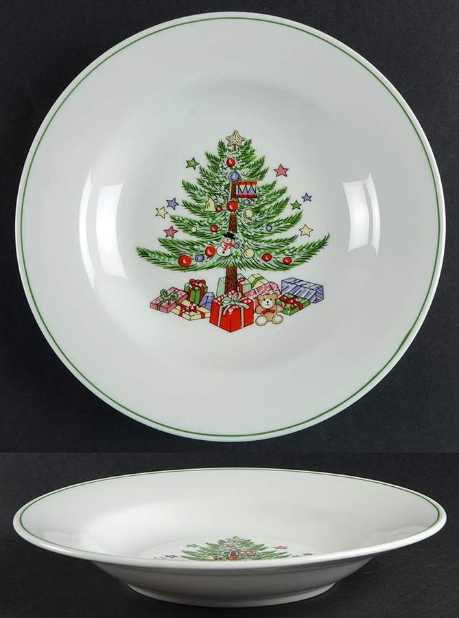 Christmas Tree White (Brown Bear) Rim Soup Bowl by Gibson Designs-1