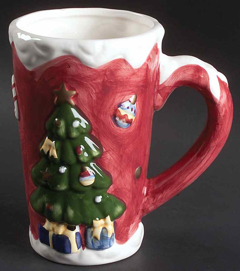 Christmas Tree White (Brown Bear) Sculpted Mug by Gibson Designs-1