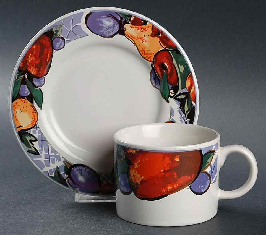 Cornucopia Flat Cup & Saucer Set by Gibson Designs-1