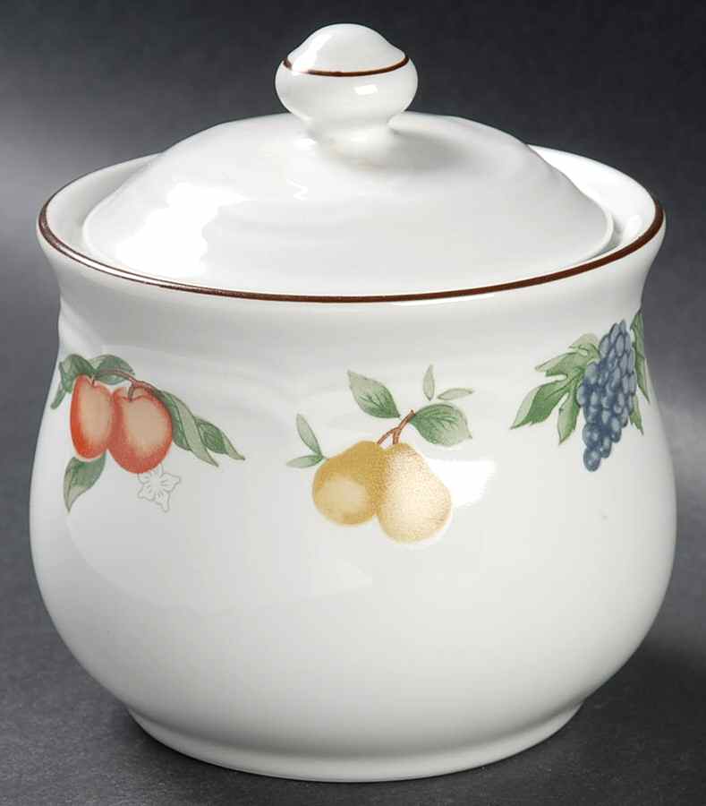 Festival (Brown Trim) Sugar Bowl & Lid by Gibson Designs-1
