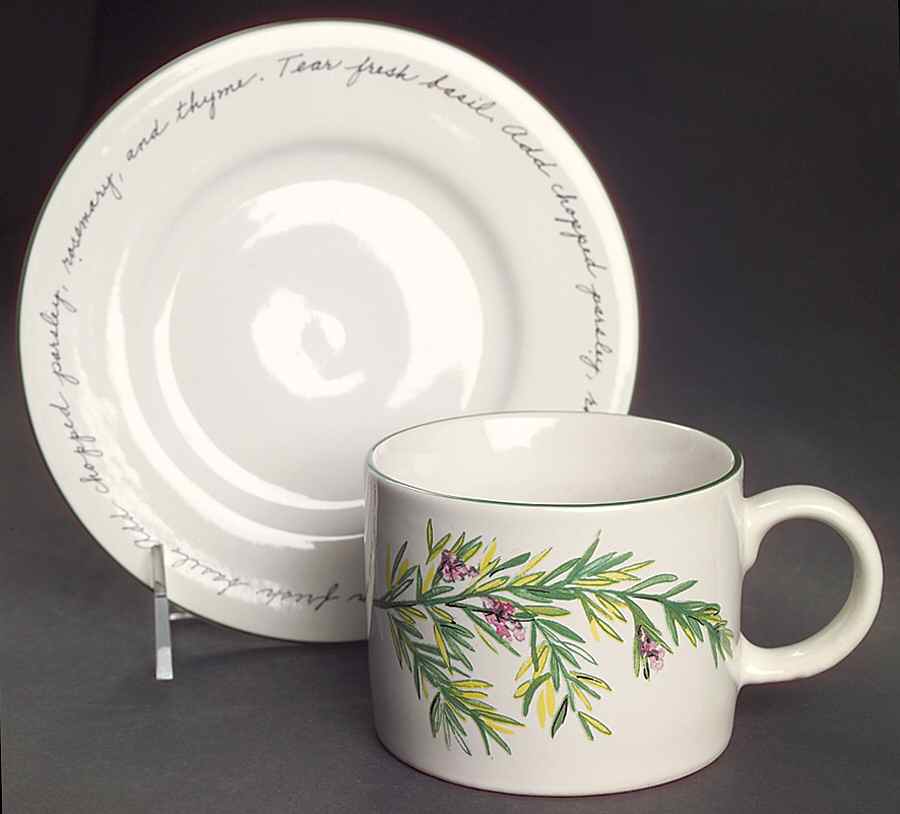 Herb Gardens Flat Cup & Saucer Set by Gibson Designs-1