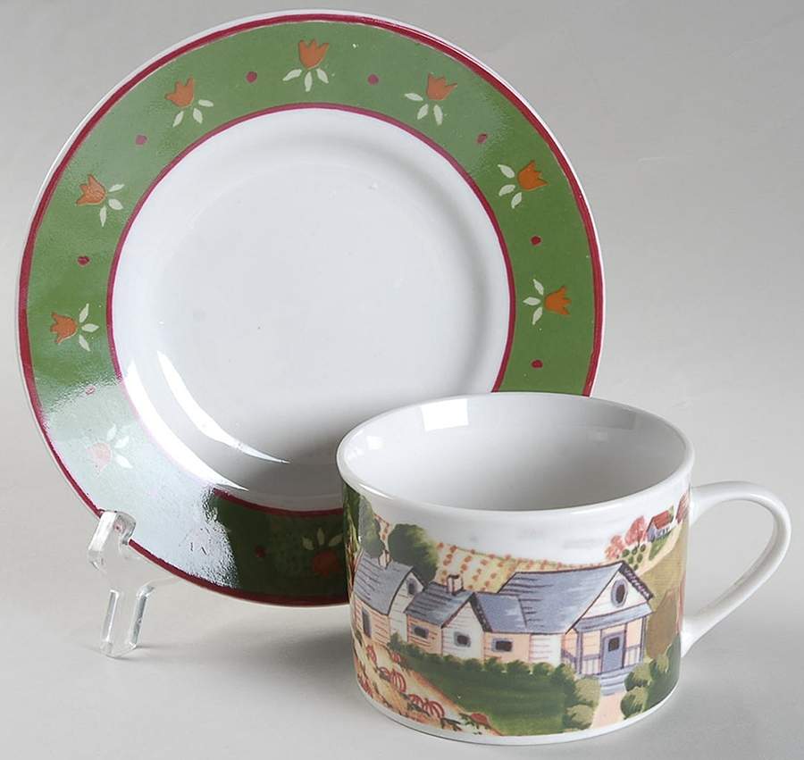 Hickory Haven Flat Cup & Saucer Set by Gibson Designs-1
