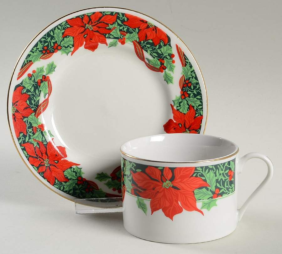 Holidays Flat Cup & Saucer Set by Gibson Designs-1
