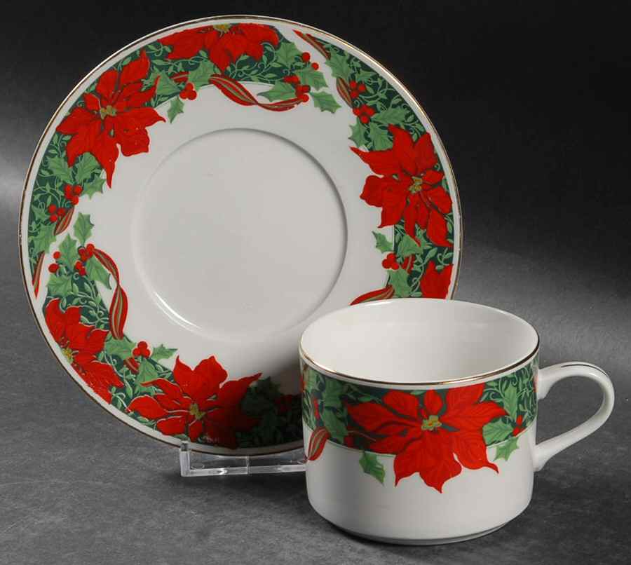 Holidays Flat Cup & Saucer Set by Gibson Designs-1