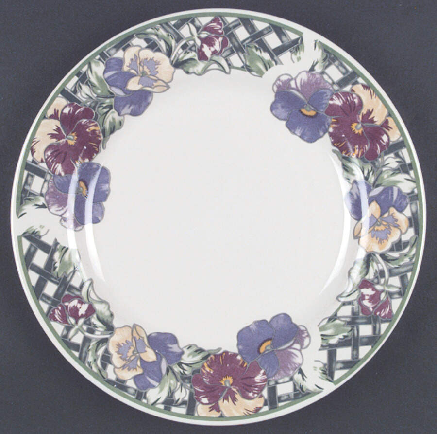 Pansy (Green Trim) Dinner Plate by Gibson Designs-1