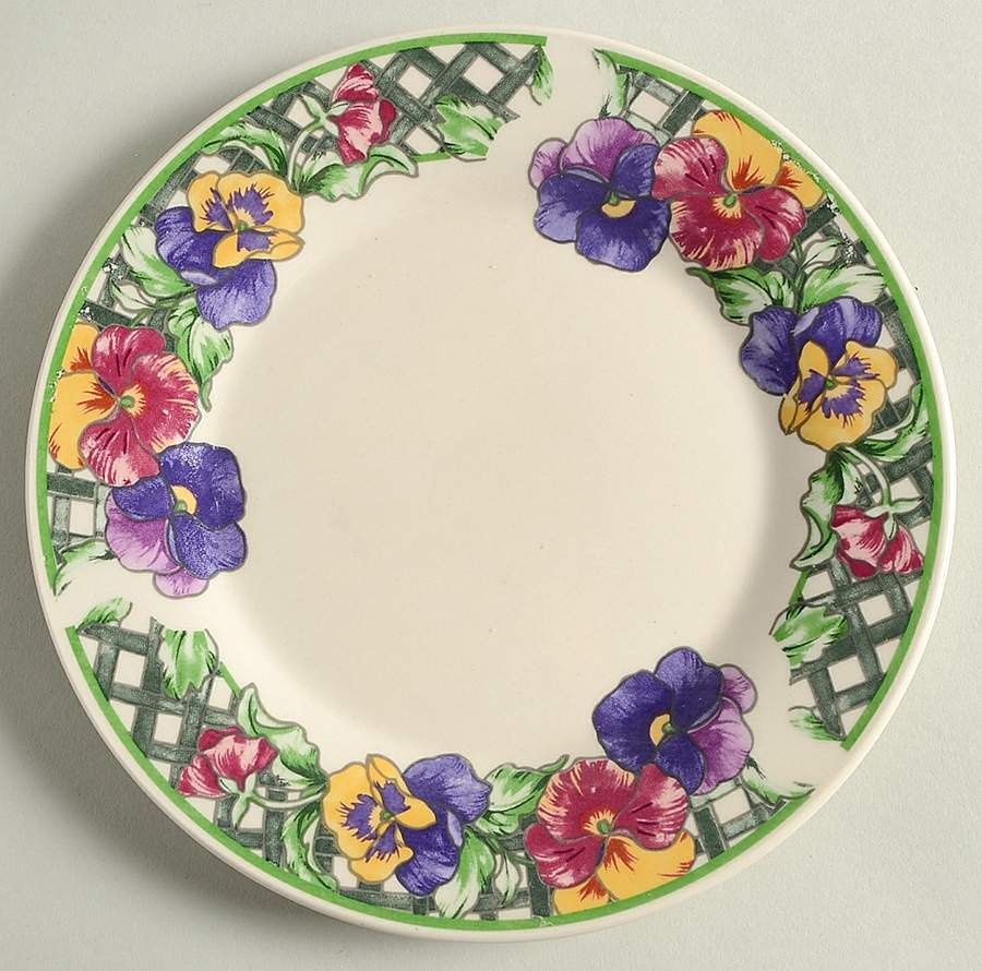 Pansy (Green Trim) Salad Plate by Gibson Designs-1
