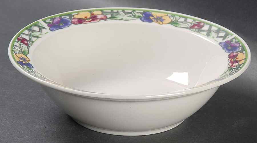 Pansy (Green Trim) Rim Cereal Bowl by Gibson Designs-1