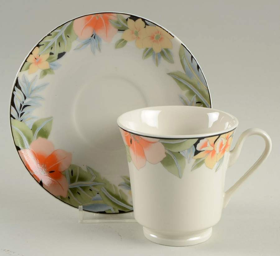 Tropicana Footed Cup & Saucer Set by Gibson Designs-1