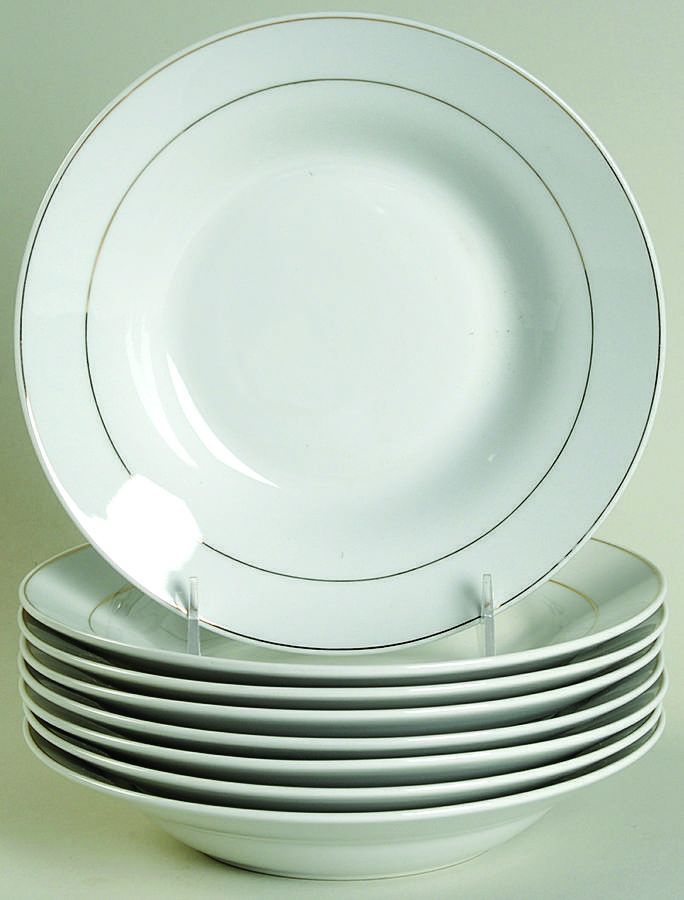 Tuxedo Gold Rim Soup Bowl - Set of 8 by Gibson Designs-1