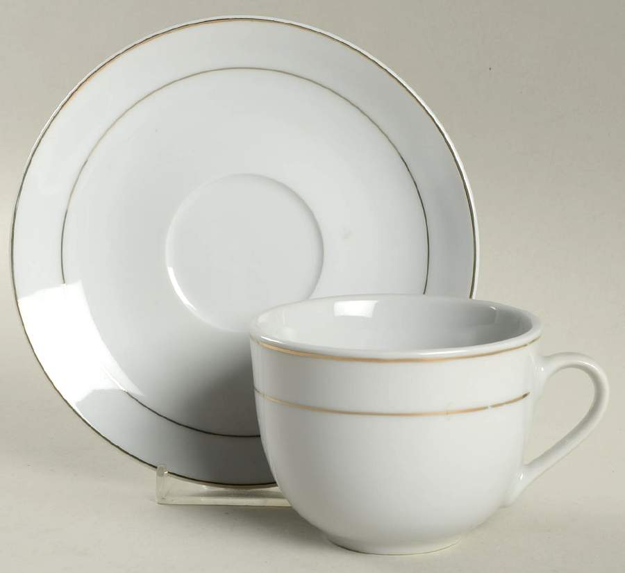 Tuxedo Gold Flat Cup & Saucer Set by Gibson Designs-1