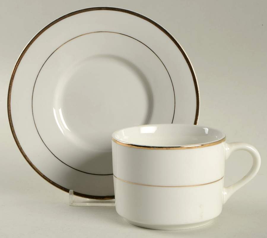 Tuxedo Gold Flat Cup & Saucer Set by Gibson Designs-1