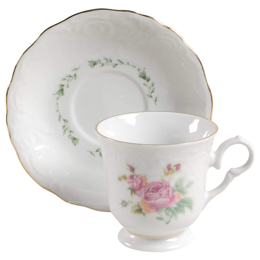 Victorian Rose Footed Cup & Saucer Set by Gibson Designs-1