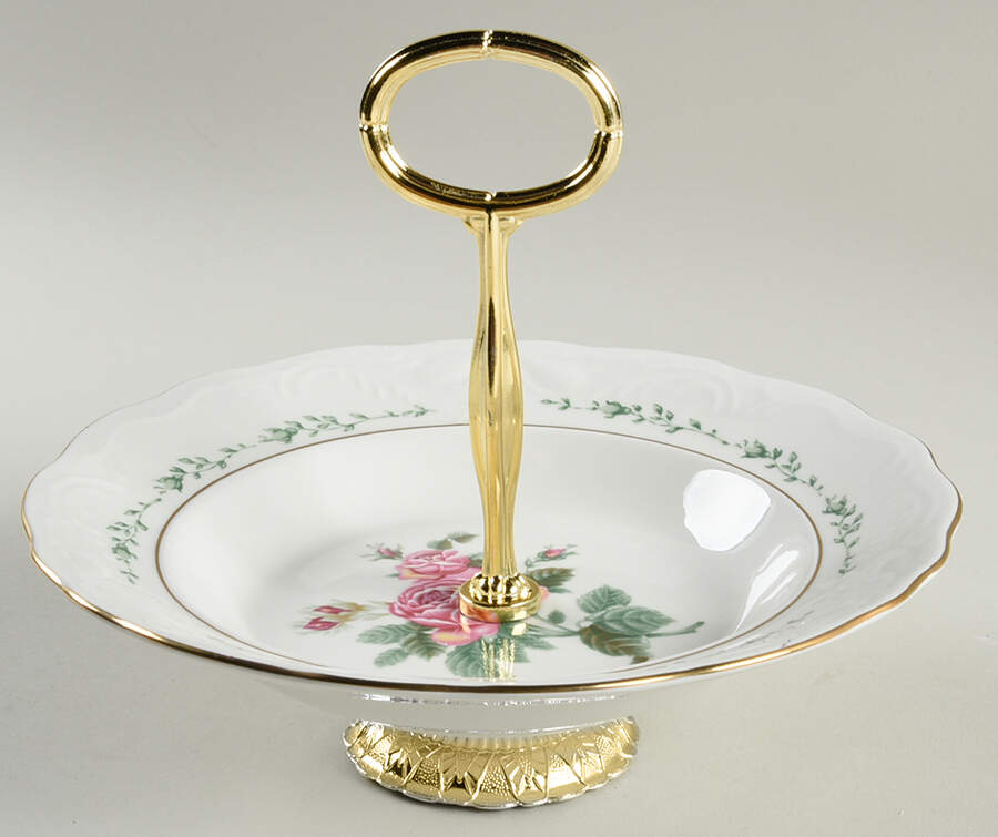 Victorian Rose 6"-7" Handled Footed Nut Dish HC by Gibson Designs-1