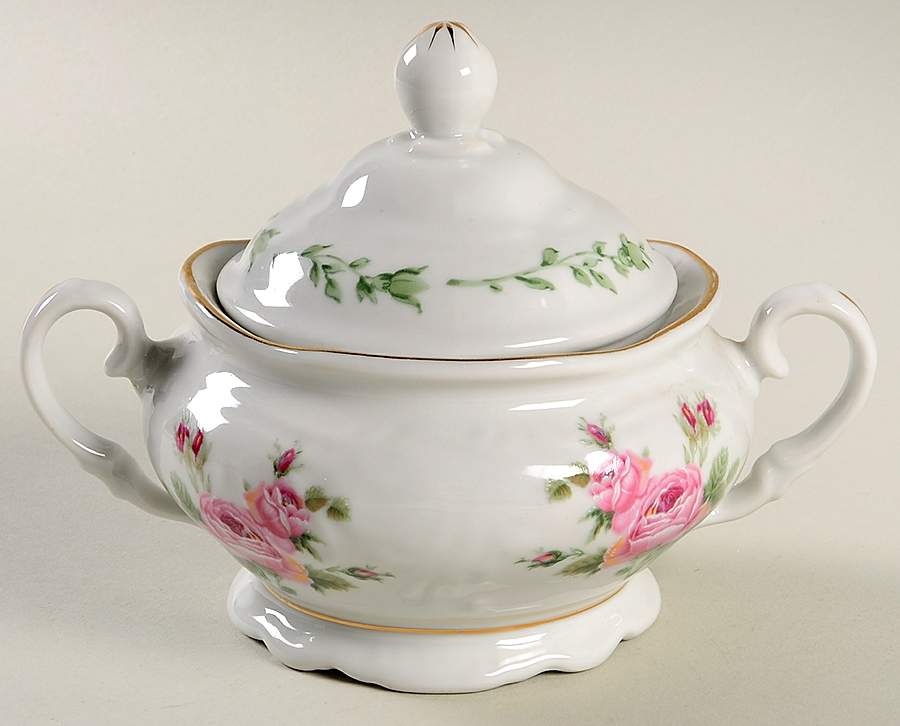 Victorian Rose Sugar Bowl & Lid by Gibson Designs-1