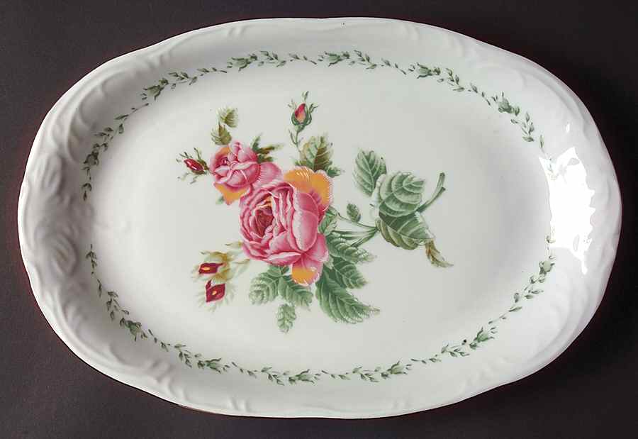 Victorian Rose 13" Oval Serving Platter by Gibson Designs-1