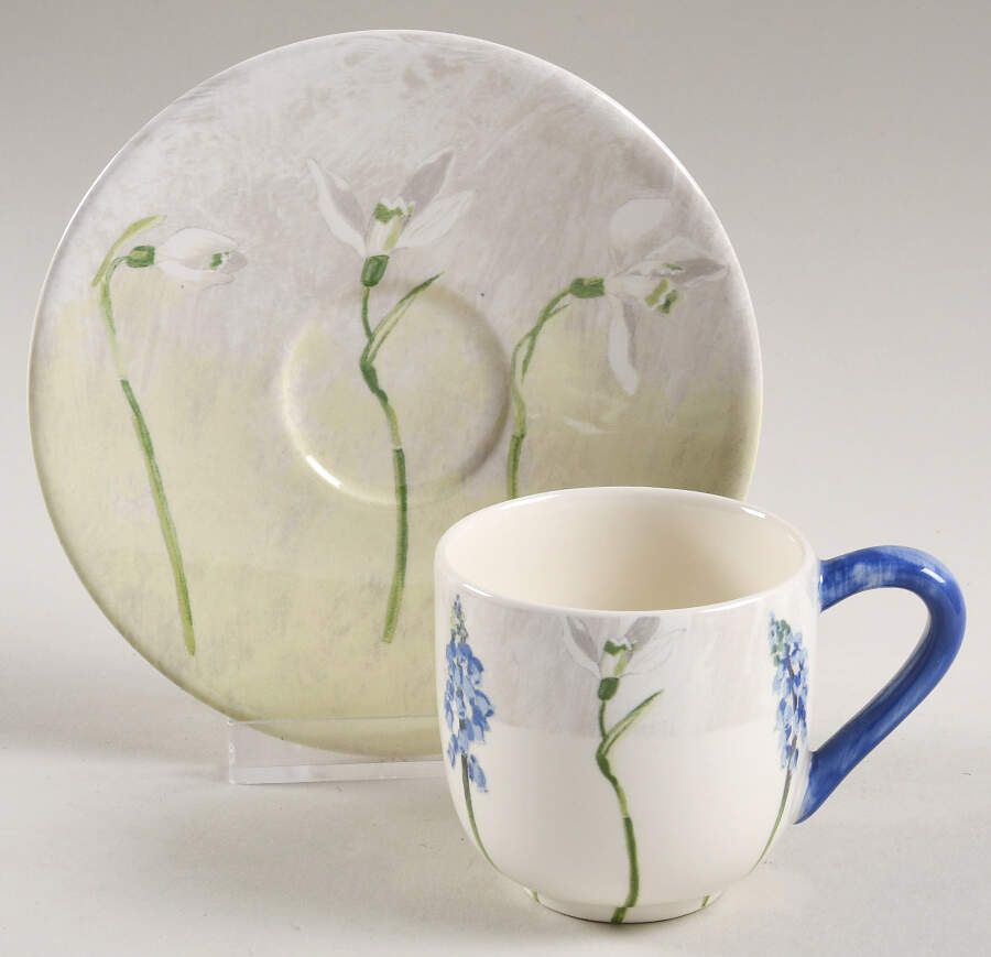 Alice Flat Demitasse Cup & Saucer Set by Faiencerie De Gien-1