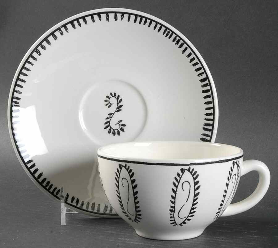 Alize White Breakfast Cup & Saucer Set by Faiencerie De Gien-1