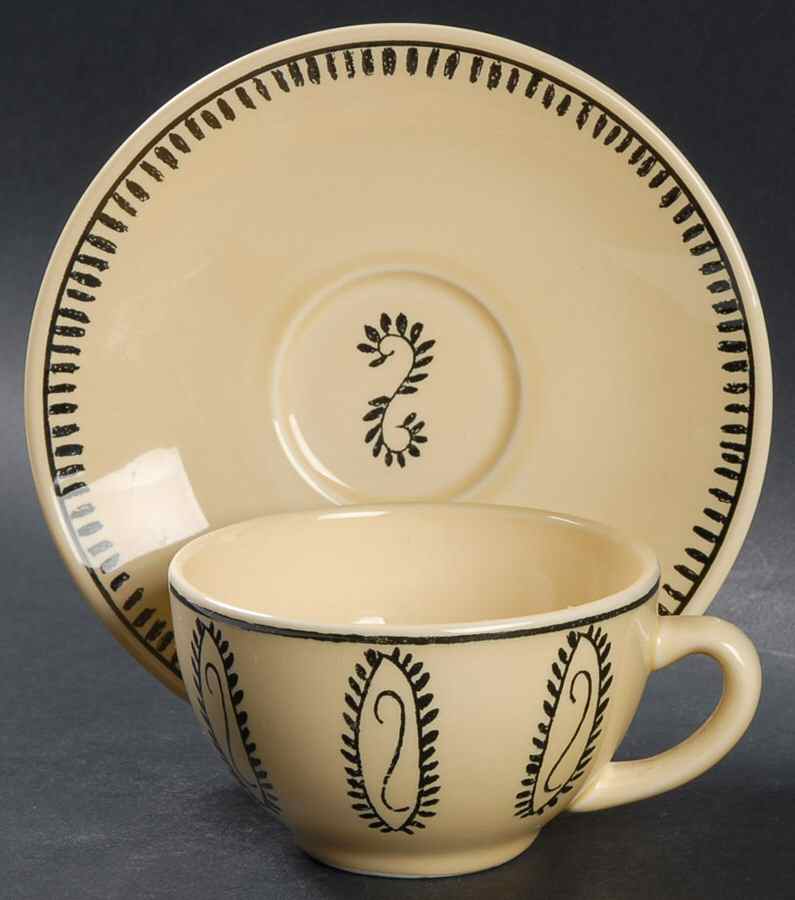 Alize Yellow Flat Cup & Saucer Set by Faiencerie De Gien-1