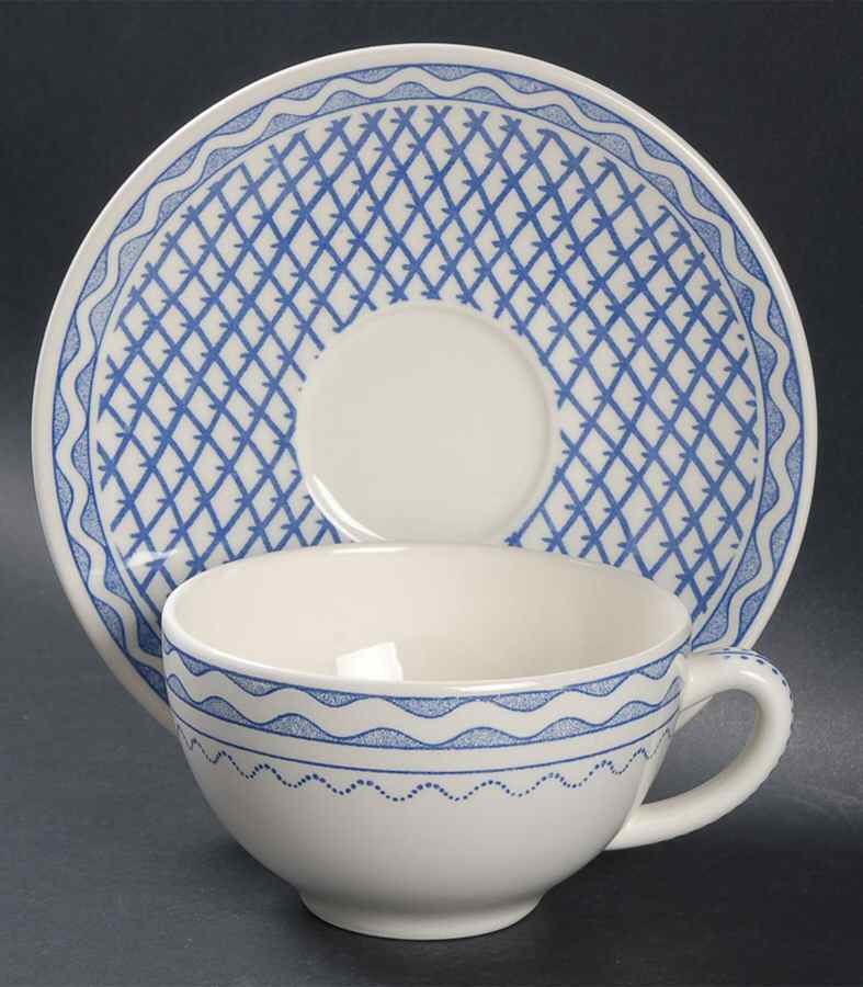 Aurelie Blue Breakfast Cup & Saucer Set by Faiencerie De Gien-1