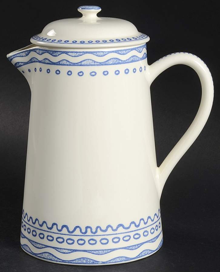 Aurelie Blue Coffee Pot & Lid by Faiencerie De Gien-1