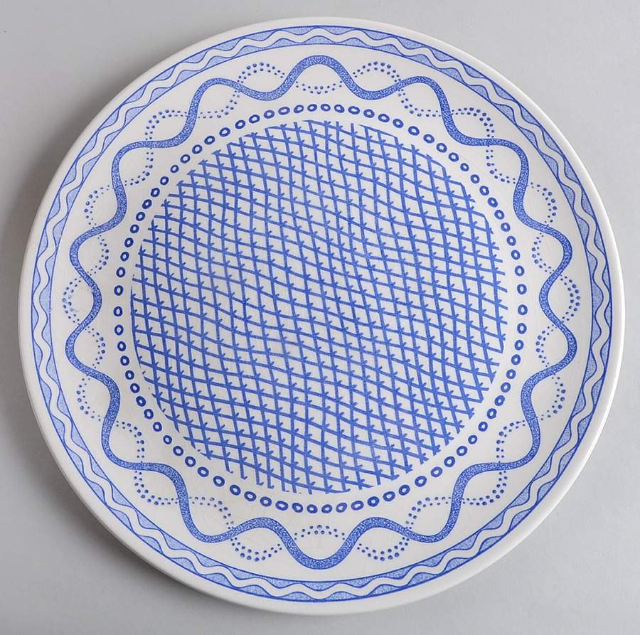Aurelie Blue 12" Chop Plate (Round Platter) by Faiencerie De Gien-1
