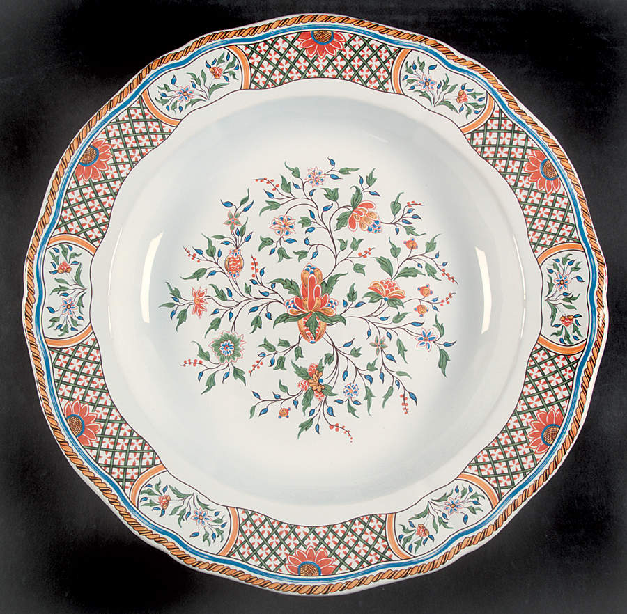 Au Sainfoin Deep Round Platter by Faiencerie De Gien-1