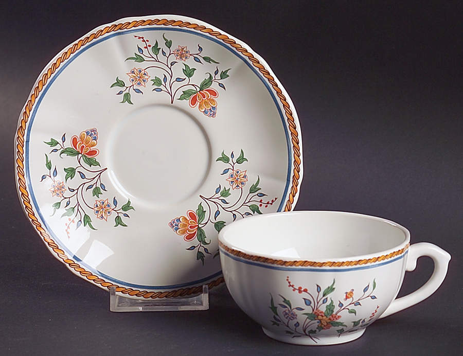 Au Sainfoin Flat Cup & Saucer Set by Faiencerie De Gien-1