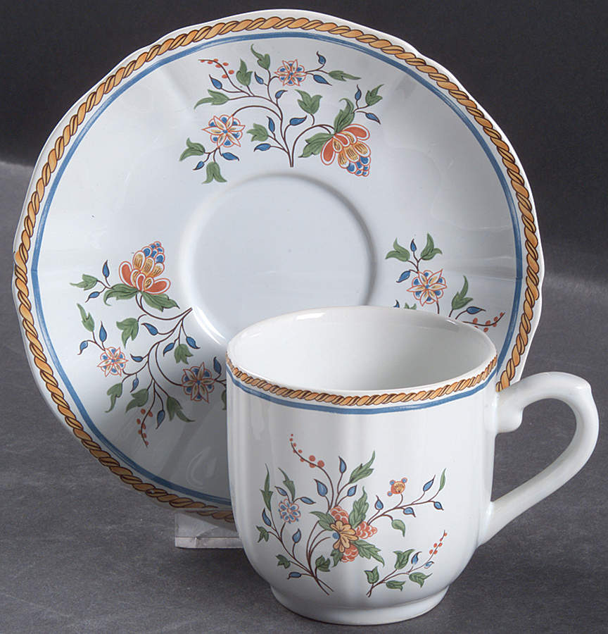 Au Sainfoin Flat Cup & Saucer Set by Faiencerie De Gien-1