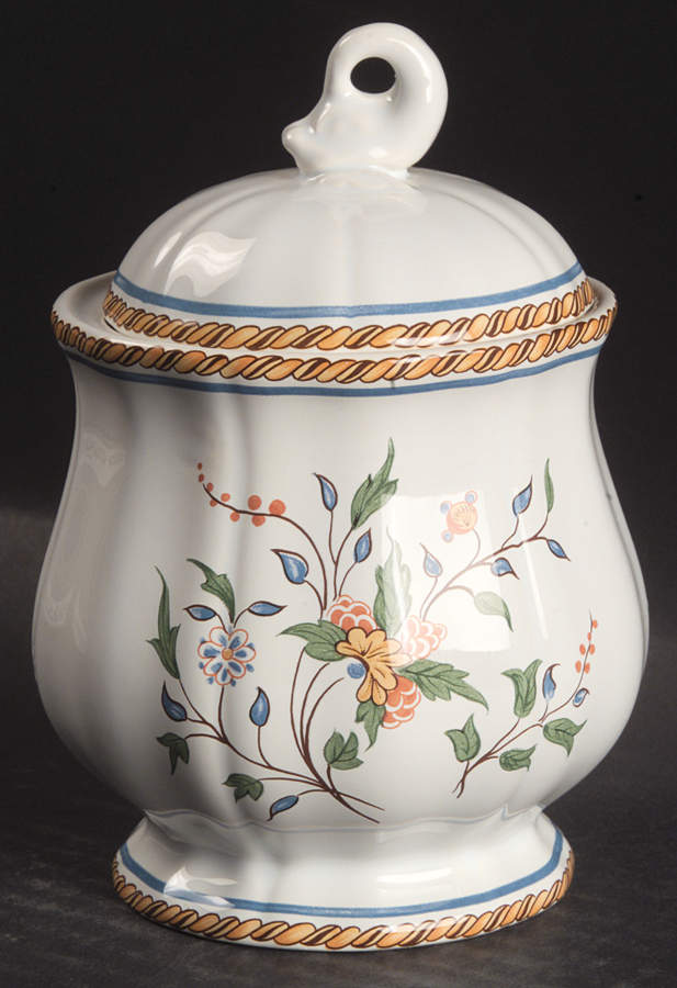 Au Sainfoin Sugar Bowl & Lid by Faiencerie De Gien-1