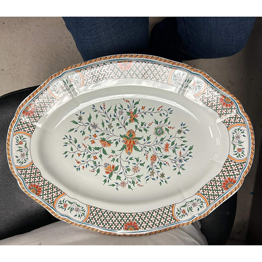 Au Sainfoin 15" Oval Serving Platter by Faiencerie De Gien-1