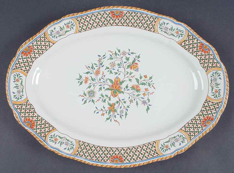 Au Sainfoin 13" Oval Serving Platter by Faiencerie De Gien-1