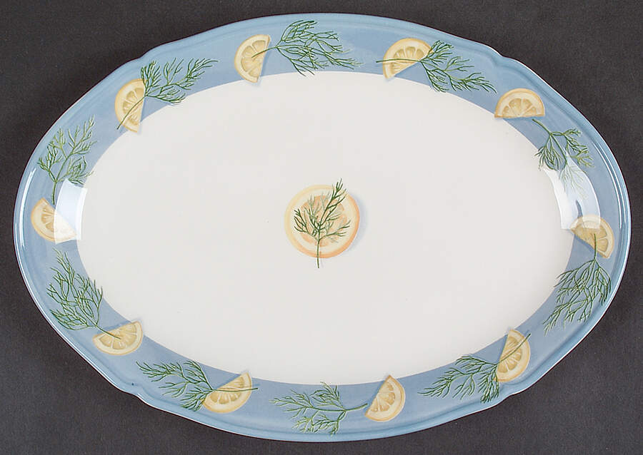 Belle Ile 12" Oval Serving Platter by Faiencerie De Gien-1
