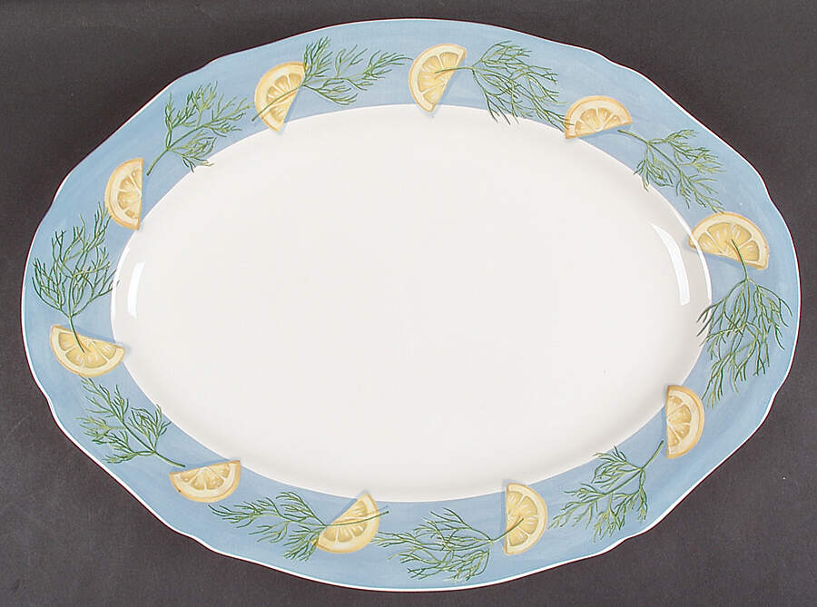 Belle Ile 17" Oval Serving Platter by Faiencerie De Gien-1
