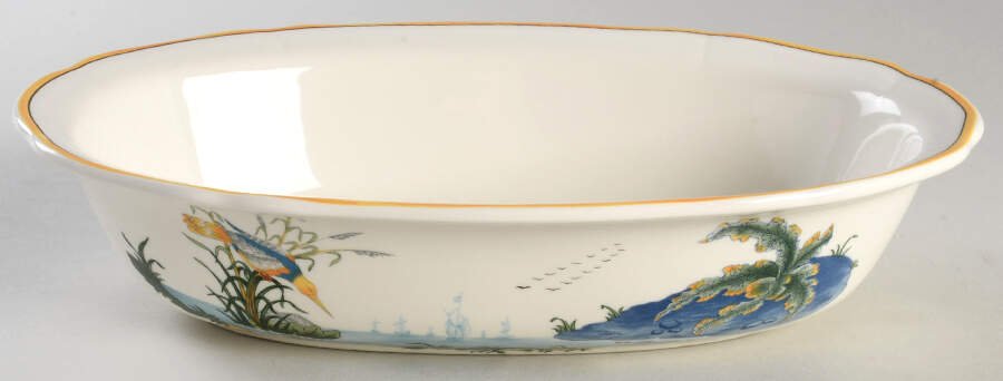 Caraibes 9" Oval Vegetable Bowl by Faiencerie De Gien-1