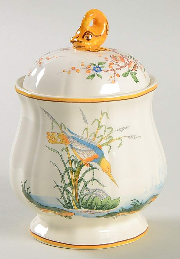 Caraibes Sugar Bowl & Lid by Faiencerie De Gien-1