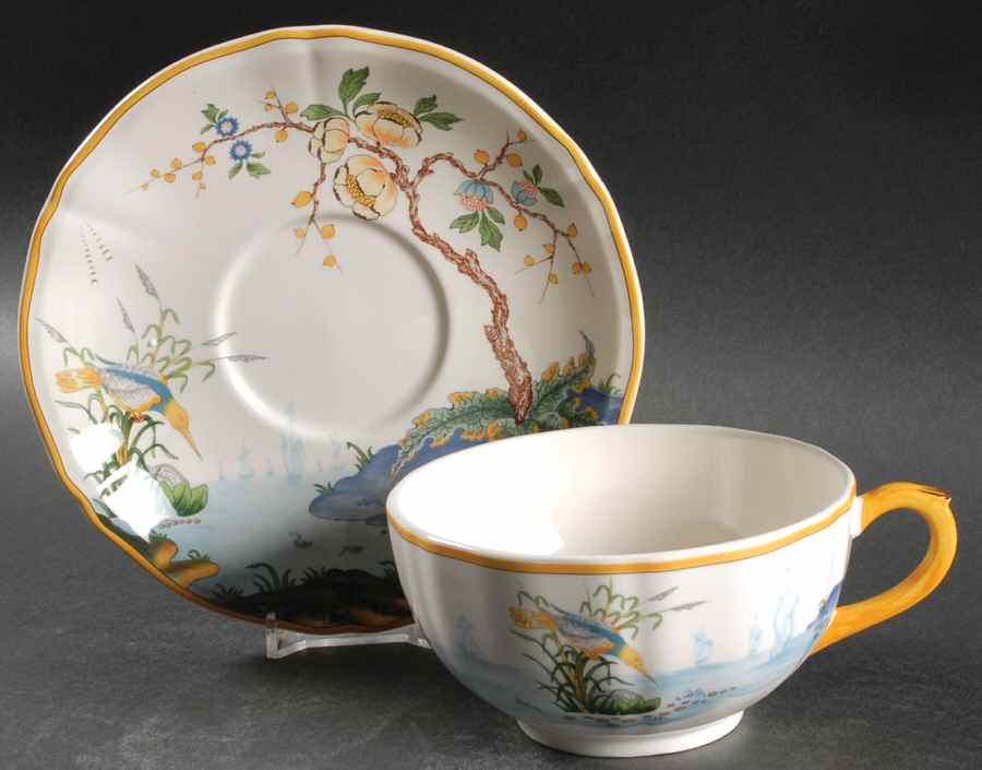 Caraibes Breakfast Cup & Saucer Set by Faiencerie De Gien-1