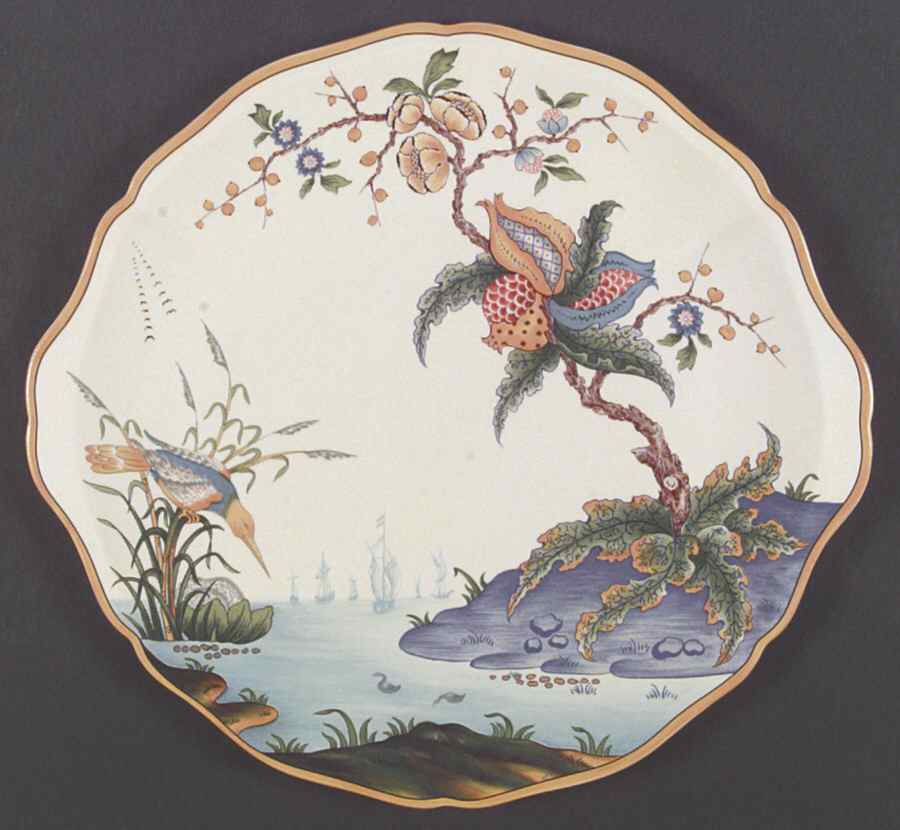 Caraibes Handled Cake Plate by Faiencerie De Gien-1