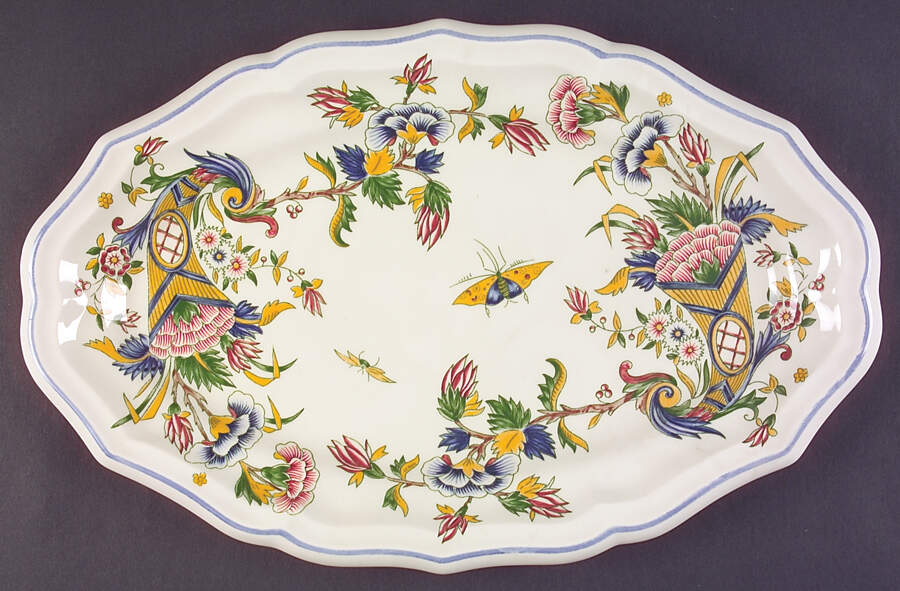 Corne D'Abondance 16" Oval Serving Platter by Faiencerie De Gien-1