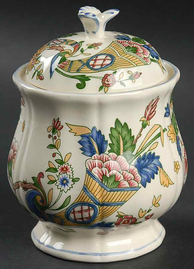 Corne D'Abondance Sugar Bowl & Lid by Faiencerie De Gien-1