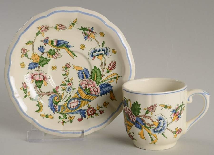 Corne D'Abondance Flat Demitasse Cup & Saucer Set by Faiencerie De Gien-1