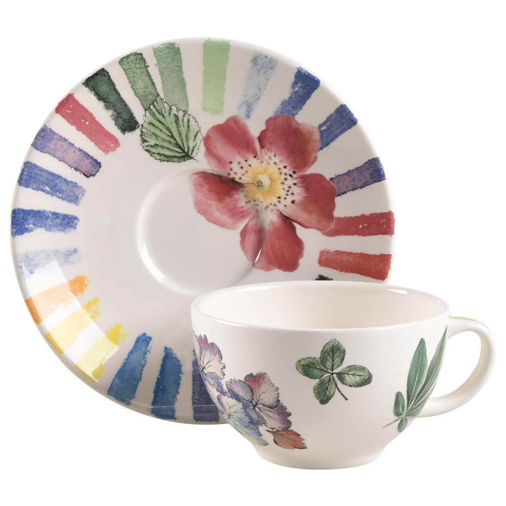 Couleurs Du Temps Flat Cup & Saucer Set by Faiencerie De Gien-1