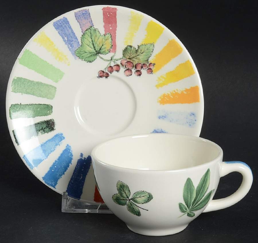 Couleurs Du Temps Flat Demitasse Cup & Saucer Set by Faiencerie De Gien-1