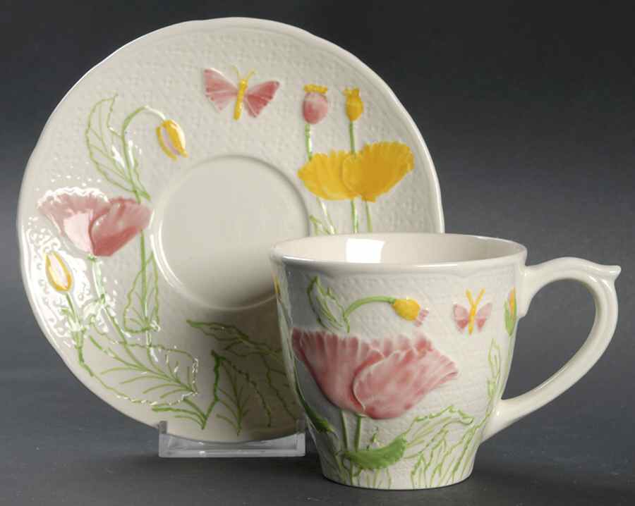 Deauville (Multicolor) Flat Cup & Saucer Set by Faiencerie De Gien-1