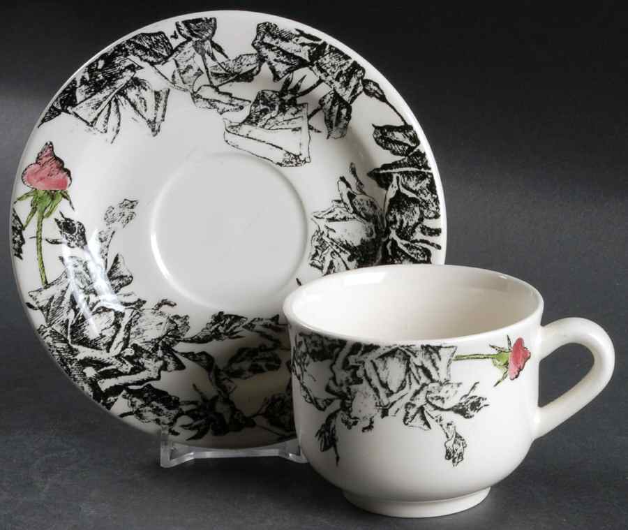 Esquisse Flat Cup & Saucer Set by Faiencerie De Gien-1